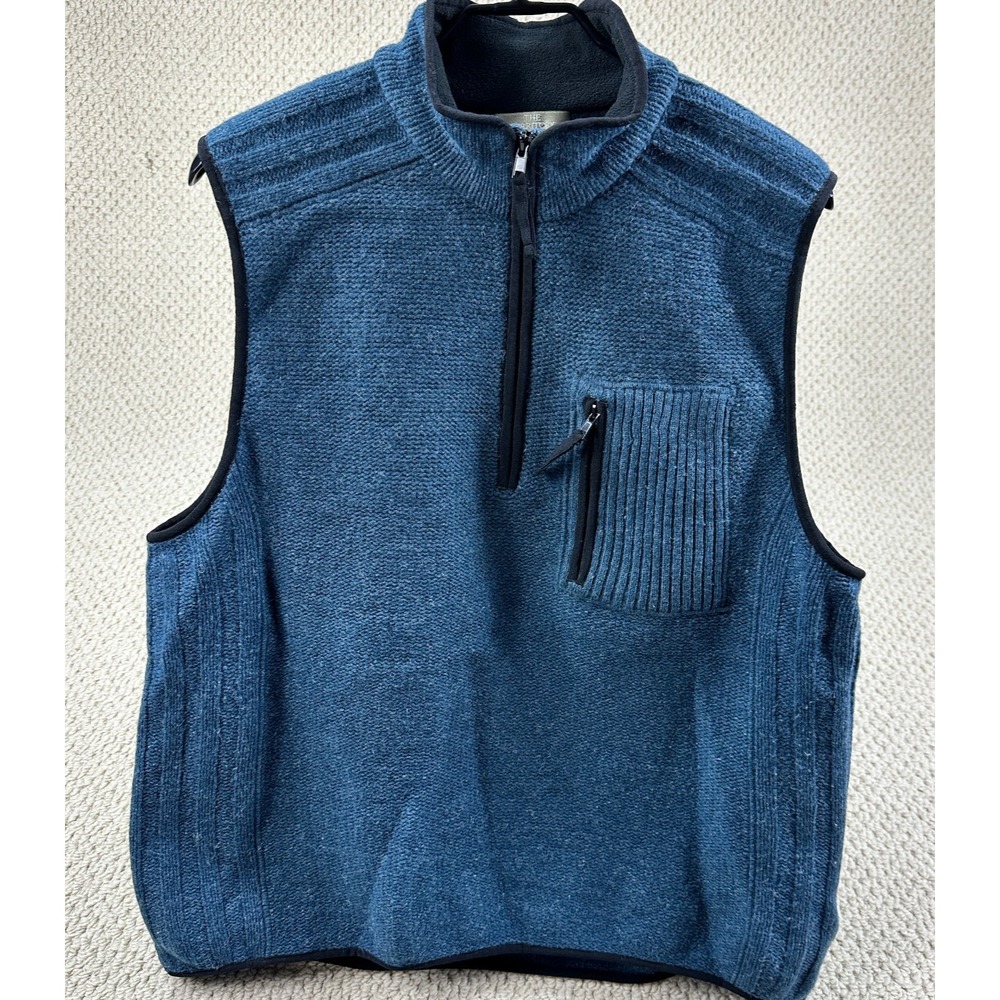 Territory Ahead 1/4 Zip Vest Mens Medium Blue Lambswool Blend Sweater Pullover